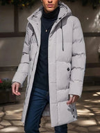 Jacket Men grau lang mit Kapuze und praktischen Taschen - 2 - Atelier-Zofia