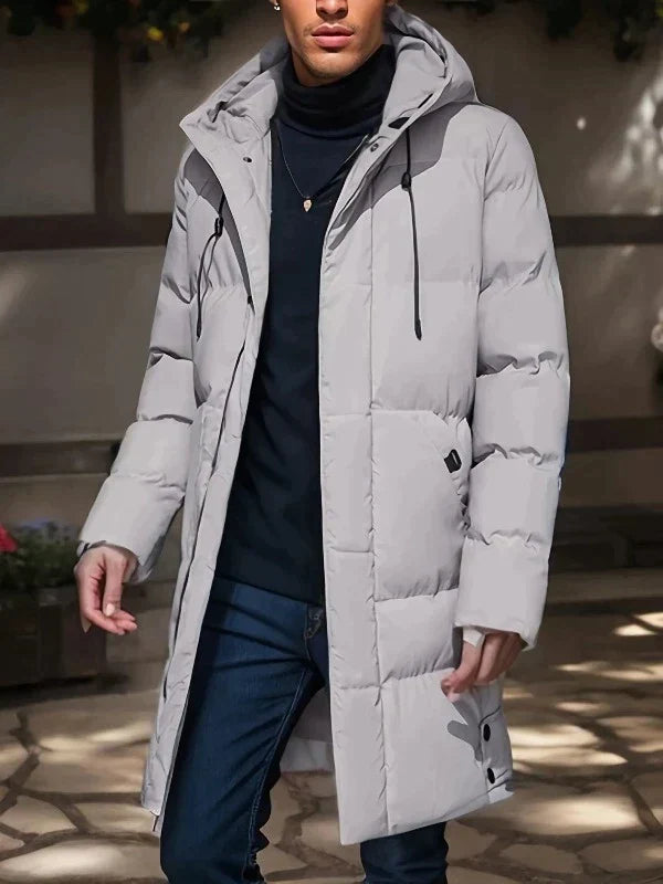 Jacket Men grau lang mit Kapuze und praktischen Taschen - 2 - Atelier-Zofia