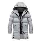 Jacket Men grau lang mit Kapuze und praktischen Taschen - 4 - Atelier-Zofia