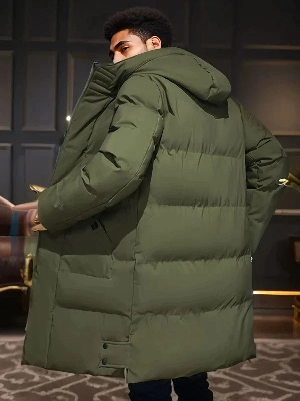 Jacket Men grau lang mit Kapuze und praktischen Taschen - 5 - Atelier-Zofia