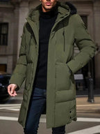 Jacket Men grau lang mit Kapuze und praktischen Taschen - 6 - Atelier-Zofia