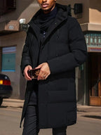 Jacket Men grau lang mit Kapuze und praktischen Taschen - 8 - Atelier-Zofia