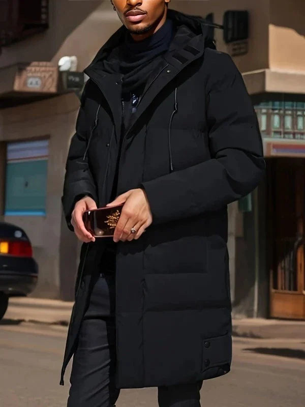 Jacket Men grau lang mit Kapuze und praktischen Taschen - 8 - Atelier-Zofia