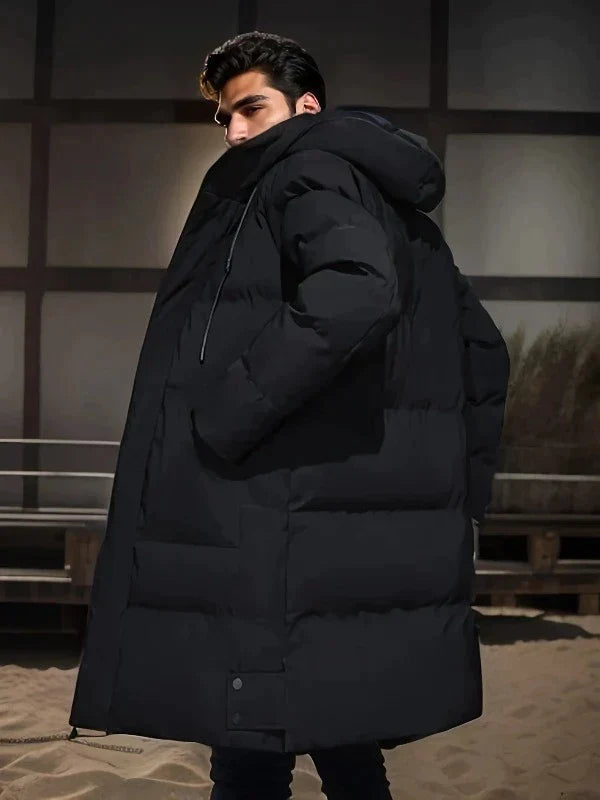 Jacket Men grau lang mit Kapuze und praktischen Taschen - 10 - Atelier-Zofia