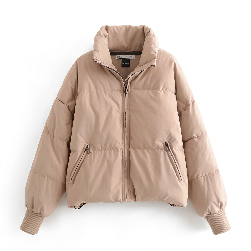 Jacke Damen beige mit lockerer Passform und Stehkragen - 6 - Atelier-Zofia