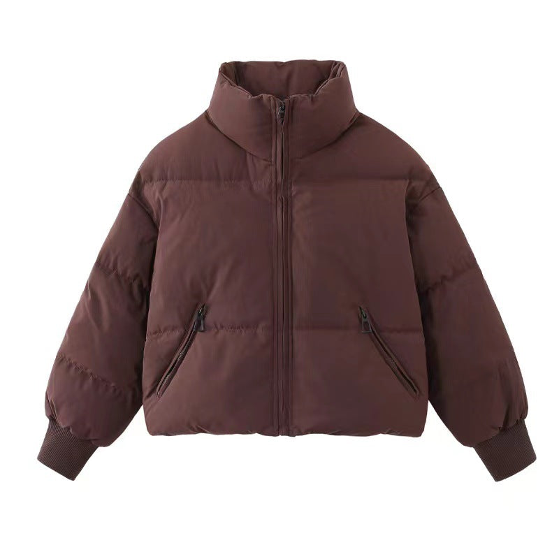 Jacke Damen beige mit lockerer Passform und Stehkragen - 8 - Atelier-Zofia