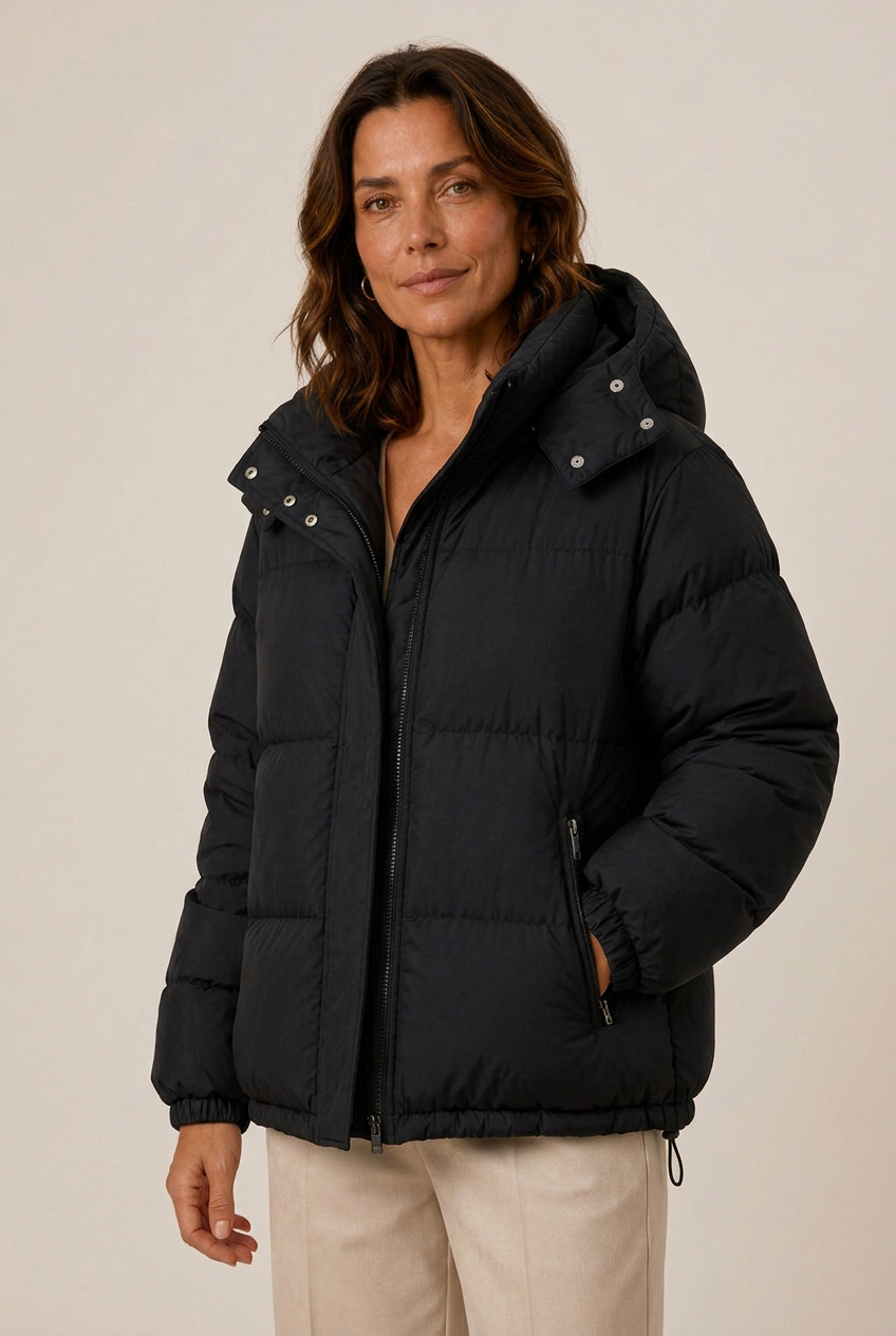 Jacke Damen schwarz oversized mit Kapuze und Reißverschluss - 9 - Atelier-Zofia