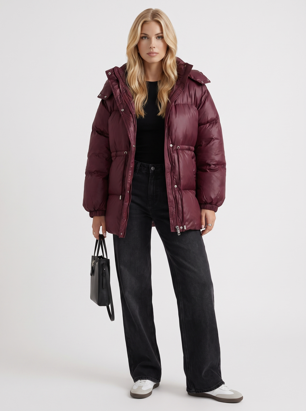 Damen Jacke braun tailliert mit Kapuze und Gummizug - 8 - Atelier-Zofia