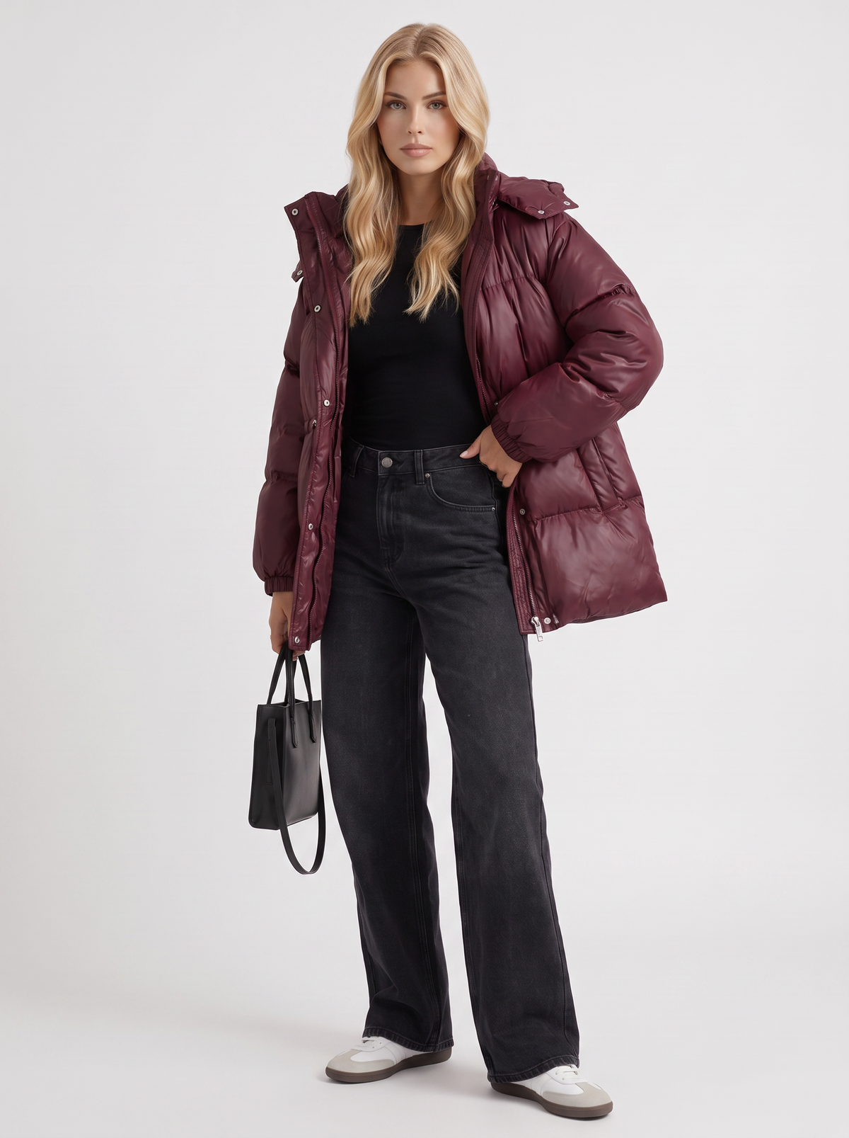 Damen Jacke braun tailliert mit Kapuze und Gummizug - 9 - Atelier-Zofia