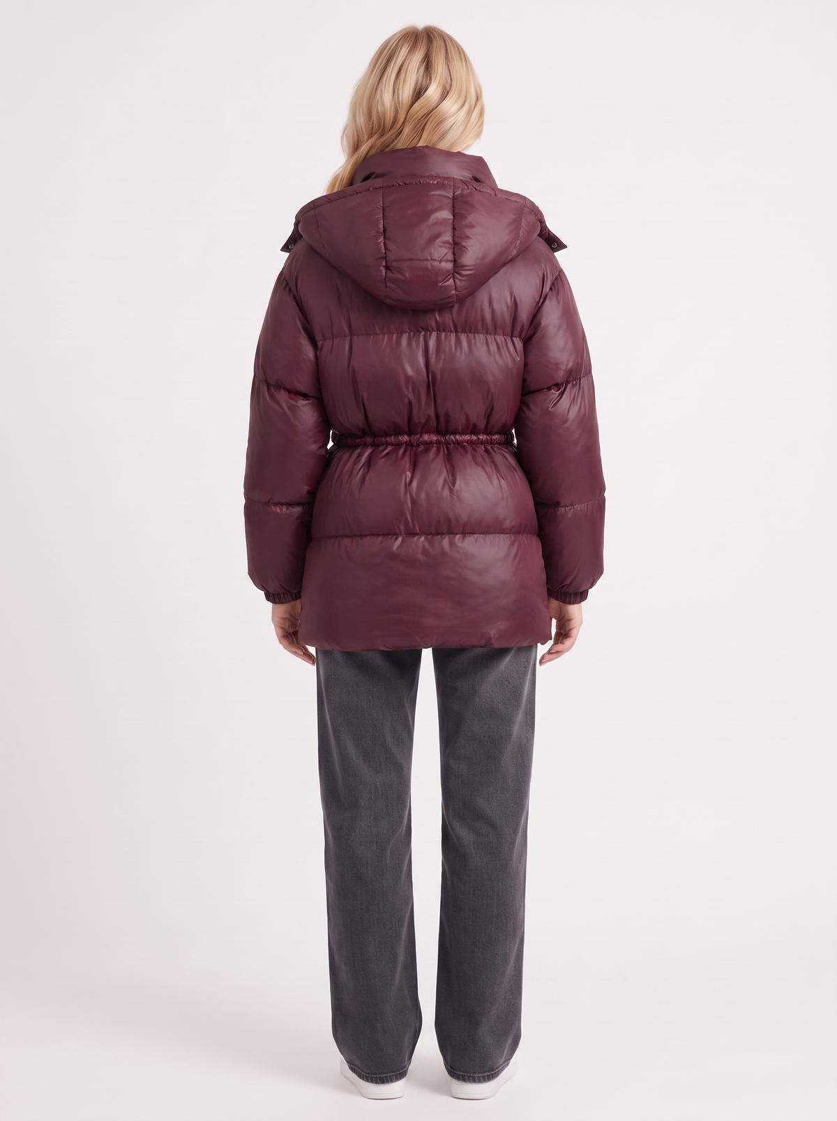 Damen Jacke braun tailliert mit Kapuze und Gummizug - 11 - Atelier-Zofia