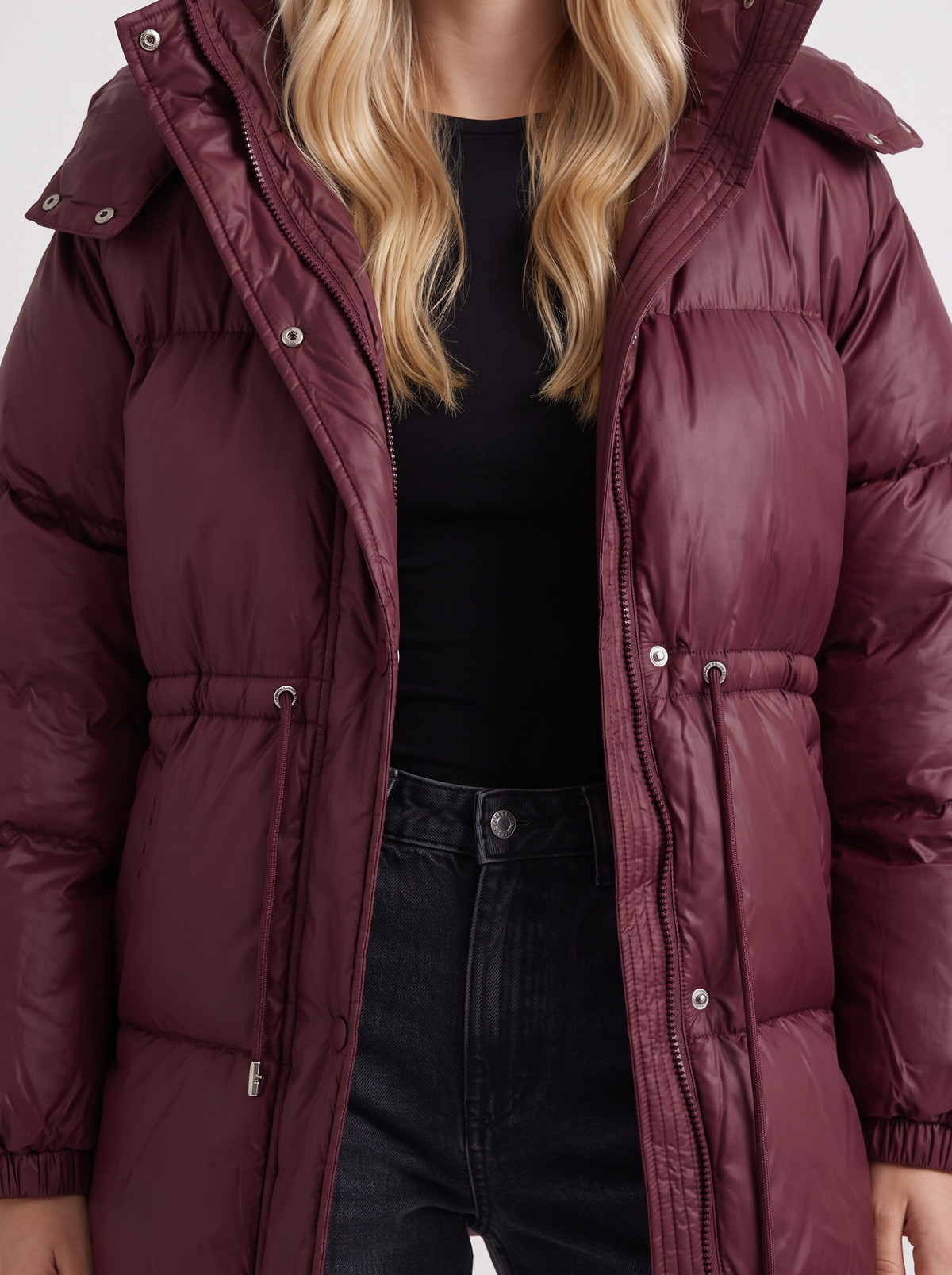 Damen Jacke braun tailliert mit Kapuze und Gummizug - 12 - Atelier-Zofia