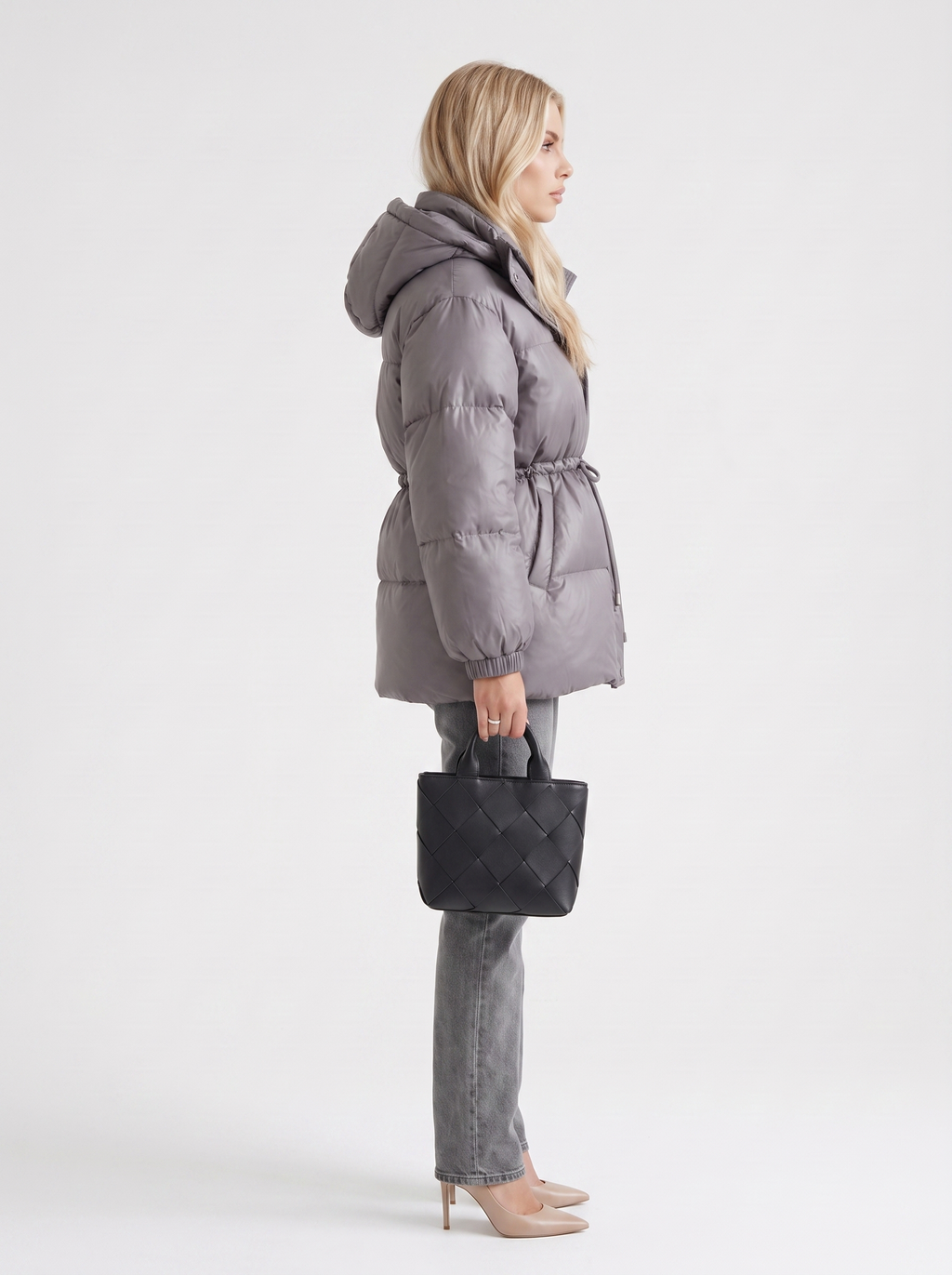 Damen Jacke braun tailliert mit Kapuze und Gummizug - 15 - Atelier-Zofia