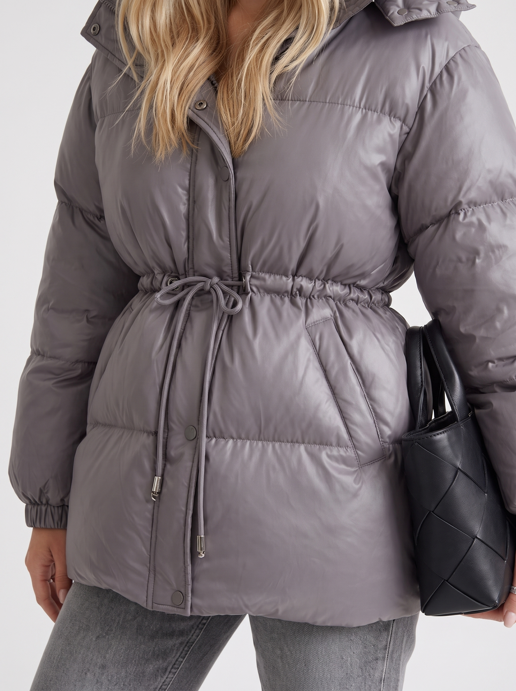 Damen Jacke braun tailliert mit Kapuze und Gummizug - 18 - Atelier-Zofia