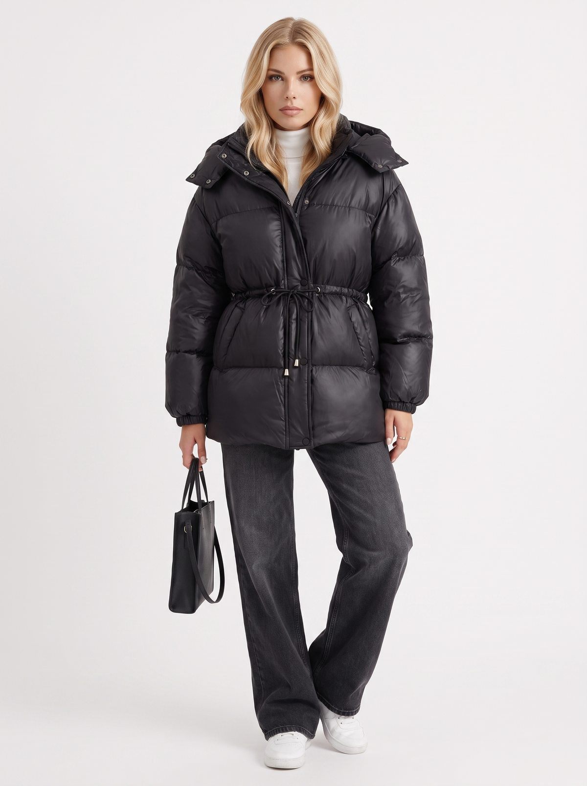 Damen Jacke braun tailliert mit Kapuze und Gummizug - 20 - Atelier-Zofia