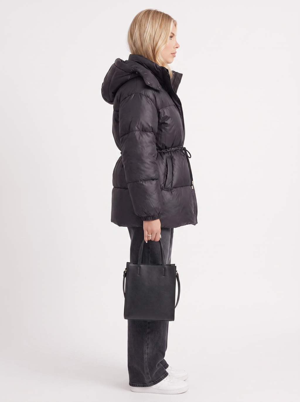 Damen Jacke braun tailliert mit Kapuze und Gummizug - 22 - Atelier-Zofia