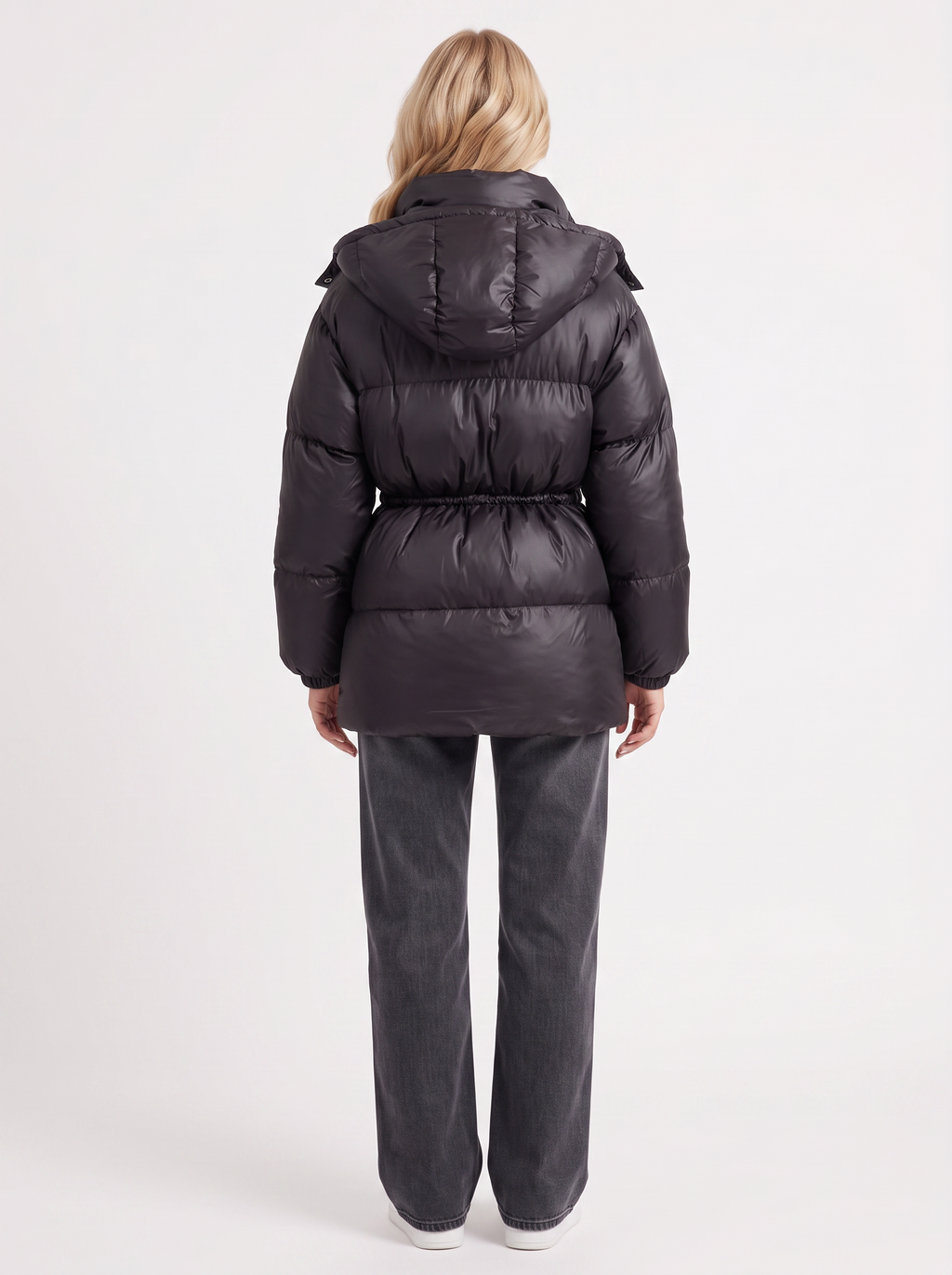 Damen Jacke braun tailliert mit Kapuze und Gummizug - 23 - Atelier-Zofia