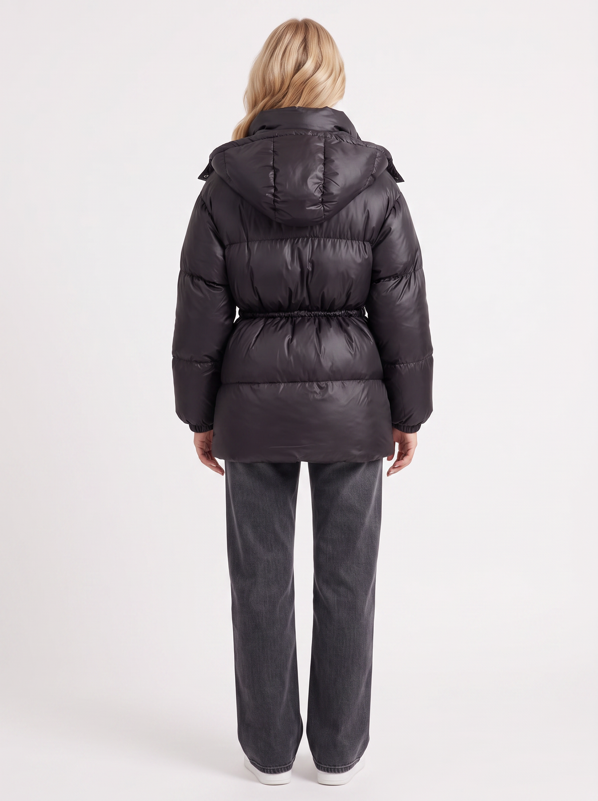 Damen Jacke braun tailliert mit Kapuze und Gummizug - 23 - Atelier-Zofia