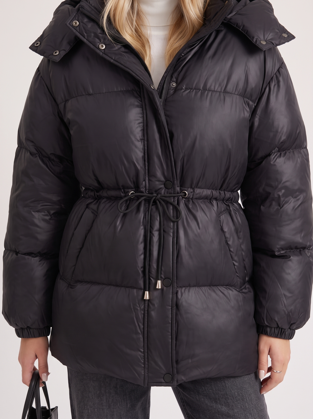 Damen Jacke braun tailliert mit Kapuze und Gummizug - 24 - Atelier-Zofia