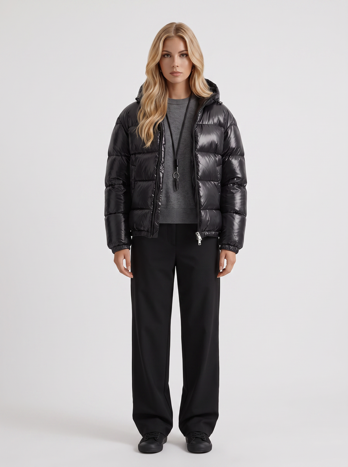 Damen Hoodie-Jacke mit gepolsterter Passform - J&B - 7 - Atelier-Zofia