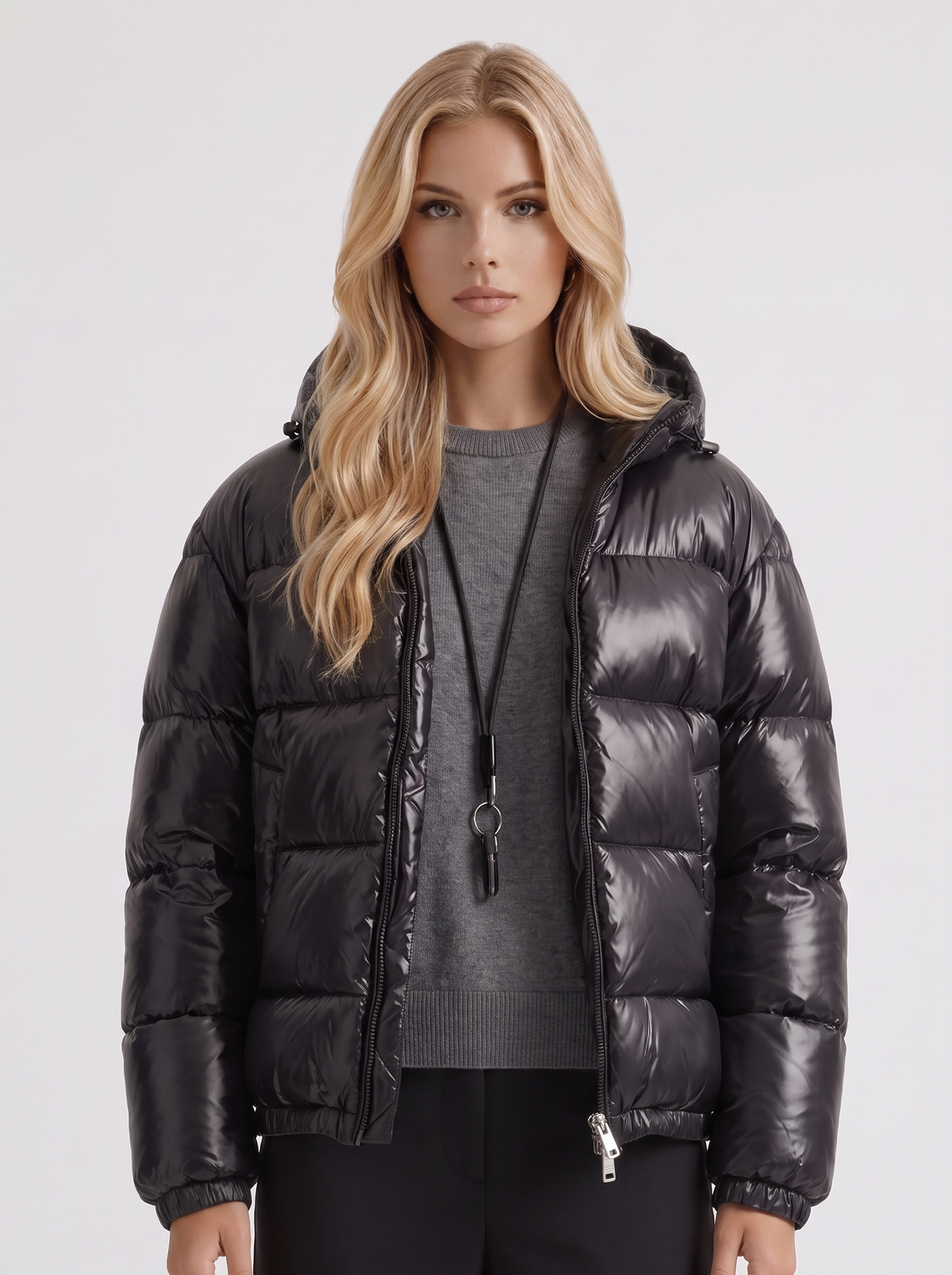 Damen Hoodie-Jacke mit gepolsterter Passform - J&B - 8 - Atelier-Zofia