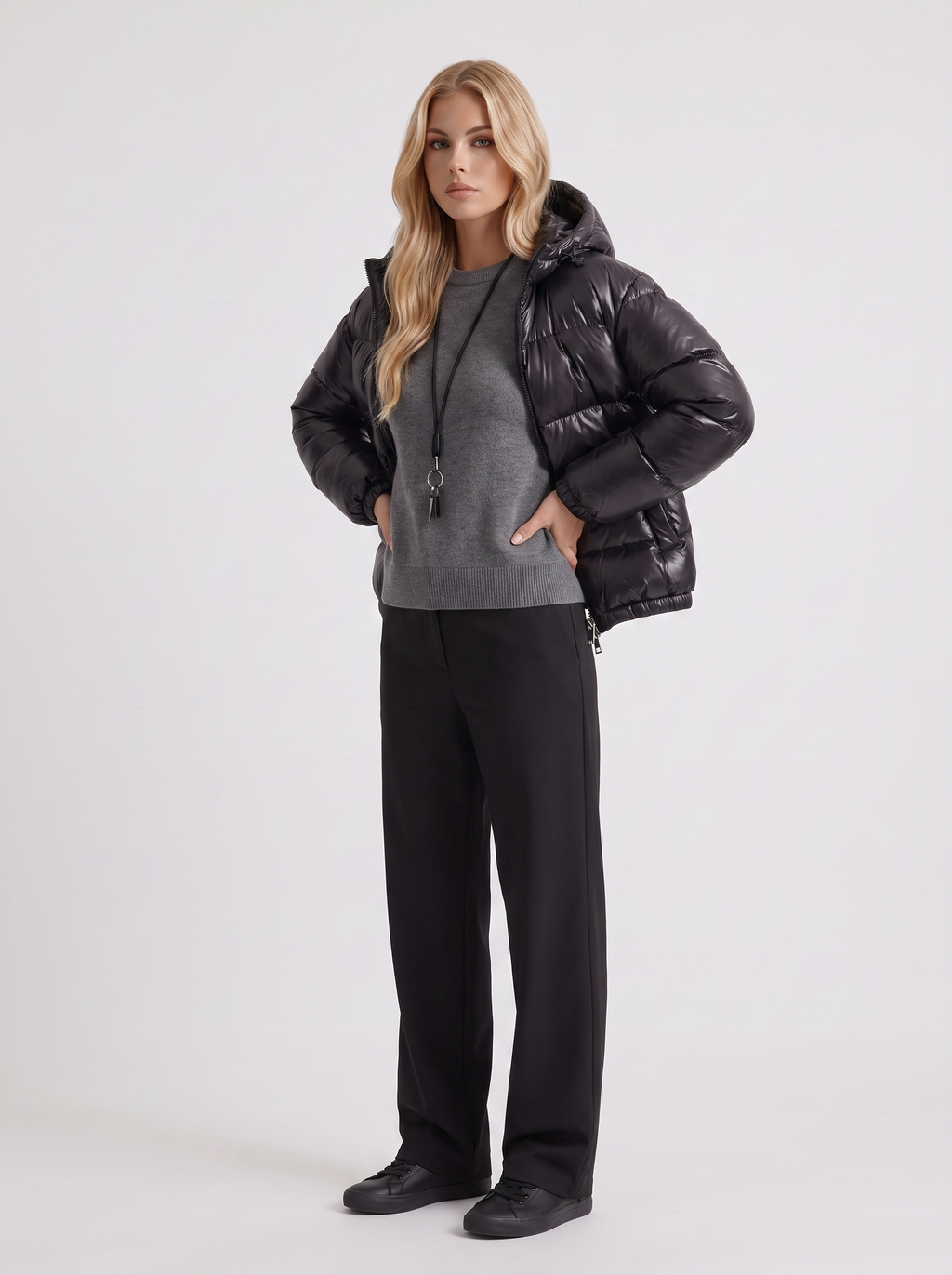 Damen Hoodie-Jacke mit gepolsterter Passform - J&B - 9 - Atelier-Zofia