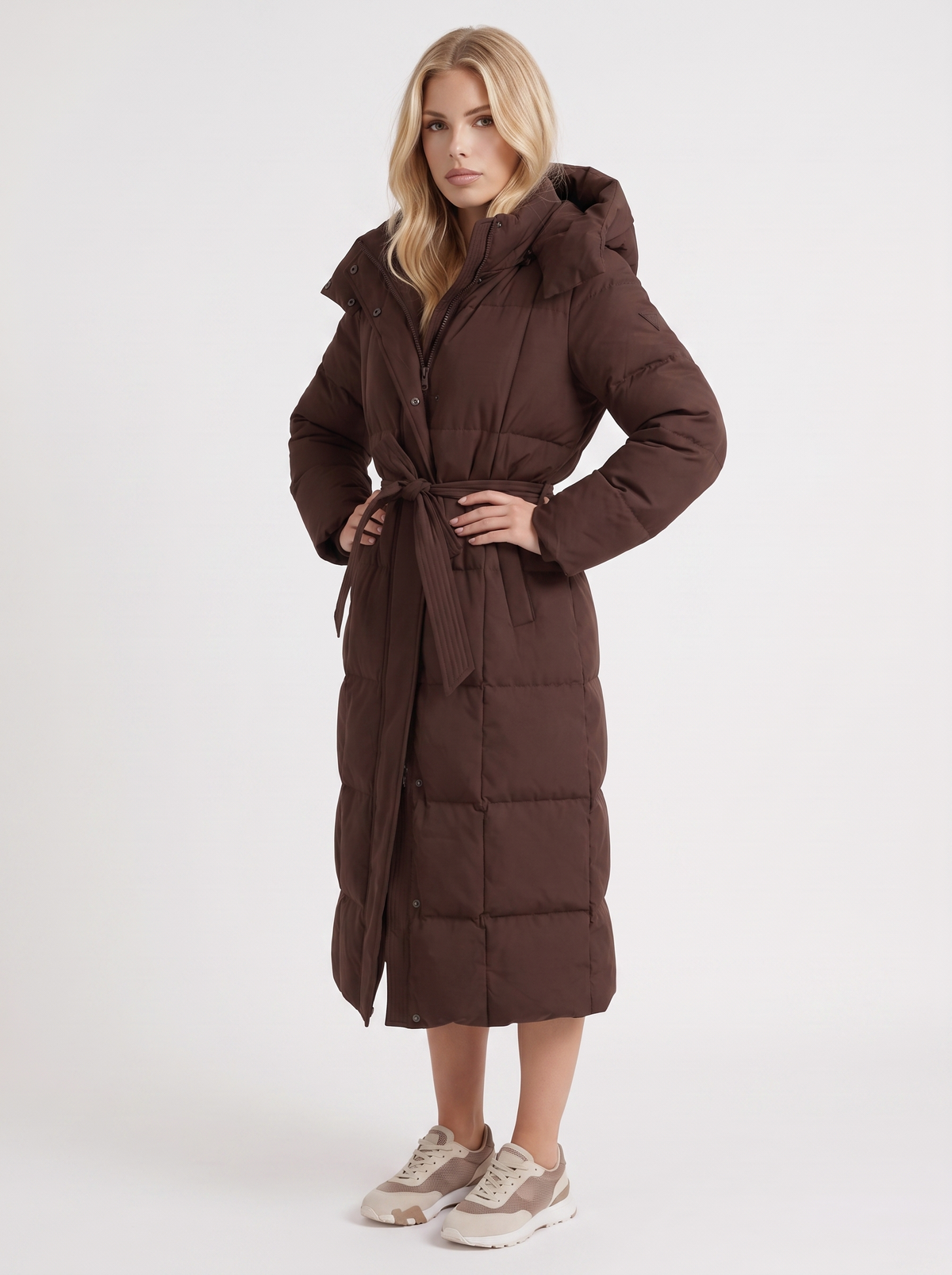 Wintermantel Damen schwarz lang mit Kapuze und Reißverschluss - 9 - Atelier-Zofia