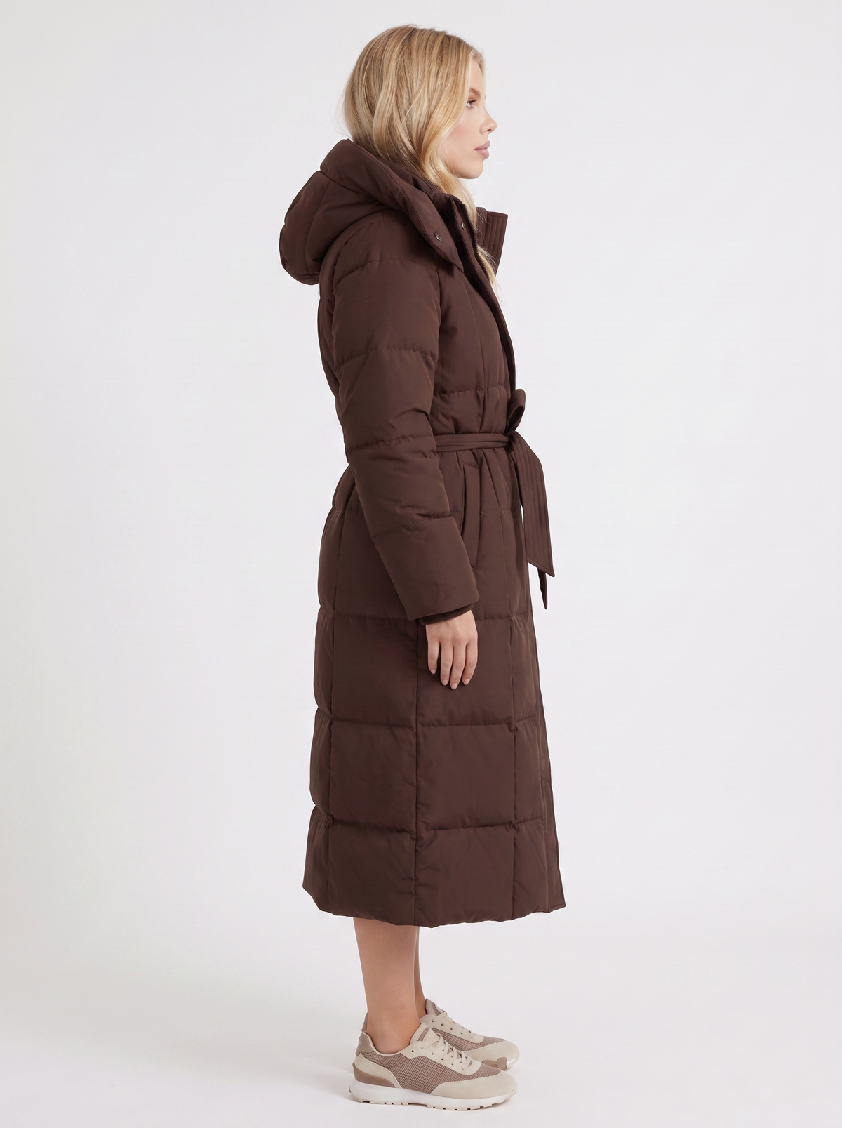 Wintermantel Damen schwarz lang mit Kapuze und Reißverschluss - 10 - Atelier-Zofia