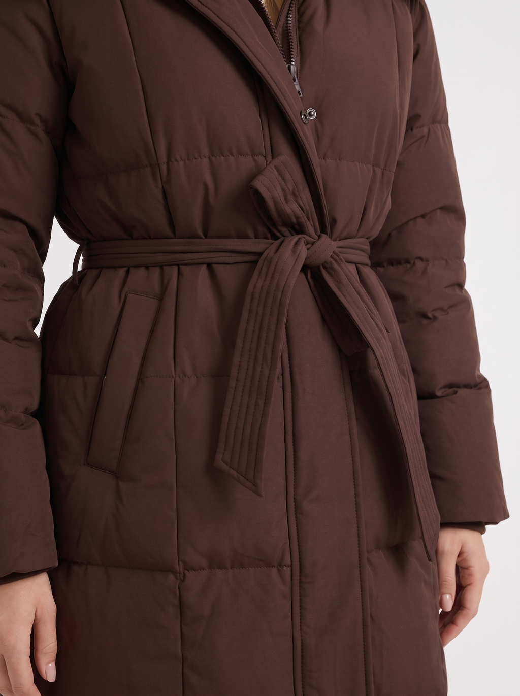 Wintermantel Damen schwarz lang mit Kapuze und Reißverschluss - 12 - Atelier-Zofia