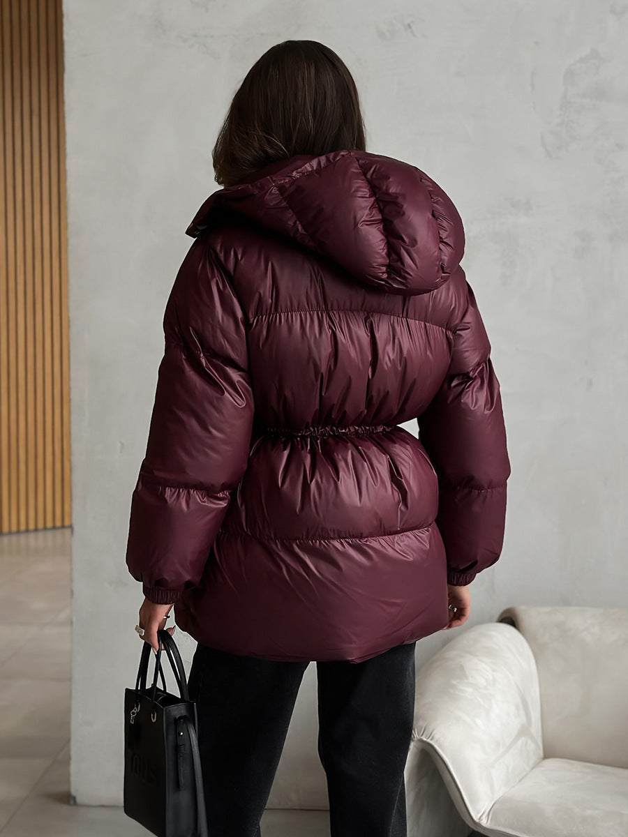 Damenjacke schwarz tailliert mit Kapuze und verstellbarem Taillenband - 7 - Atelier-Zofia
