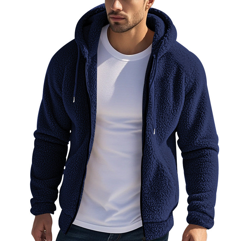 Fleecejacke Herren schwarz mit Kapuze und Reißverschluss - 2 - Atelier-Zofia