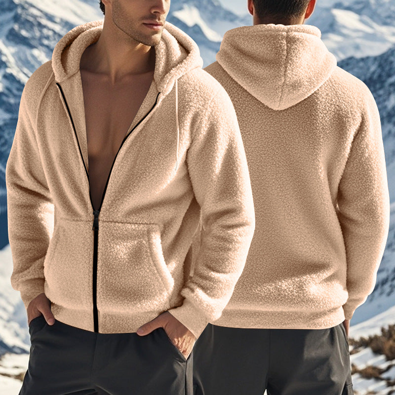 Fleecejacke Herren schwarz mit Kapuze und Reißverschluss - 3 - Atelier-Zofia