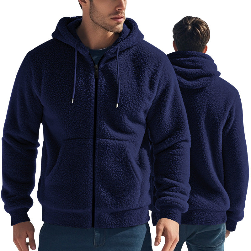 Fleecejacke Herren schwarz mit Kapuze und Reißverschluss - 4 - Atelier-Zofia