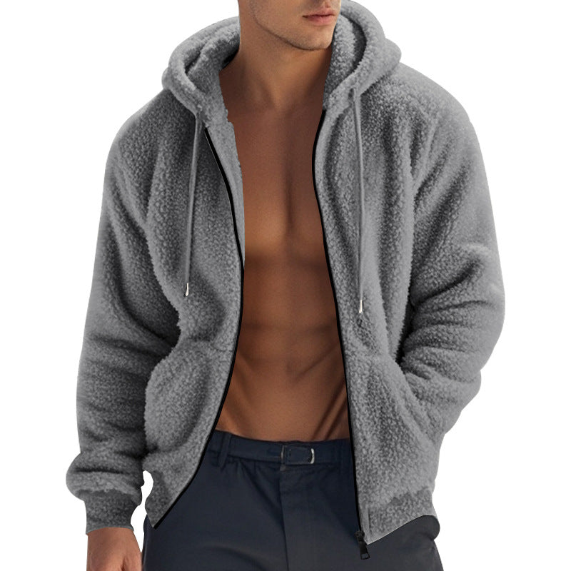 Fleecejacke Herren schwarz mit Kapuze und Reißverschluss - 5 - Atelier-Zofia