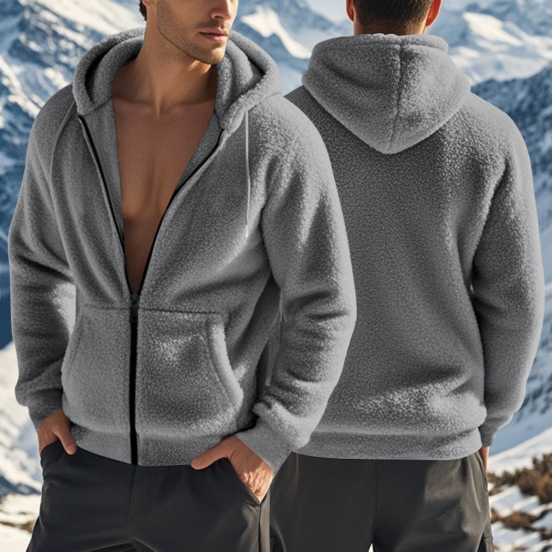 Fleecejacke Herren schwarz mit Kapuze und Reißverschluss - 8 - Atelier-Zofia