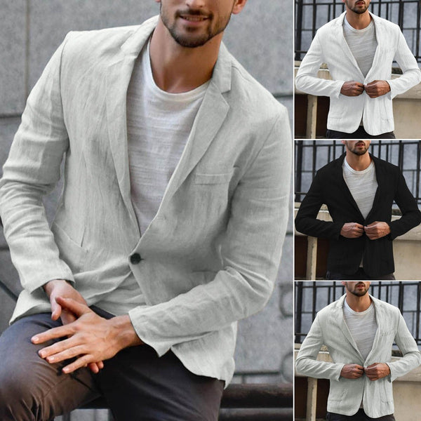 Blazer Herren schwarz tailliert mit Ein-Knopf-Verschluss - 1 - Atelier-Zofia