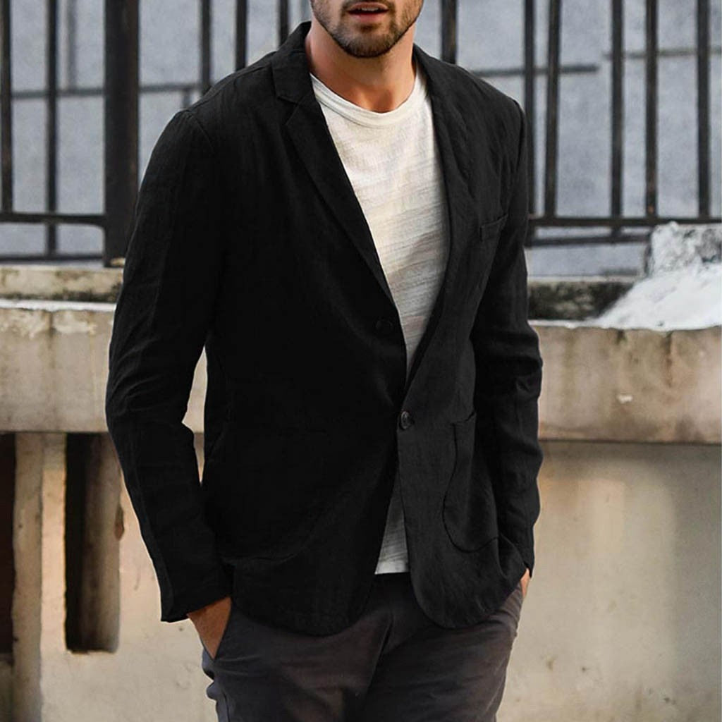Blazer Herren schwarz tailliert mit Ein-Knopf-Verschluss - 3 - Atelier-Zofia