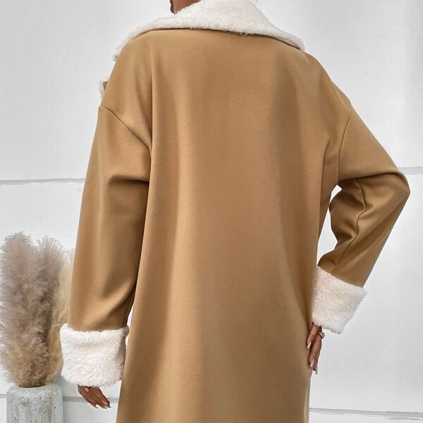 Mantel Damen beige mit doppelter Knopfreihe und weichem Kragen - 13 - Atelier-Zofia