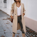 Mantel Damen grau tailliert mit Reverskragen und Taschen - 5 - Atelier-Zofia