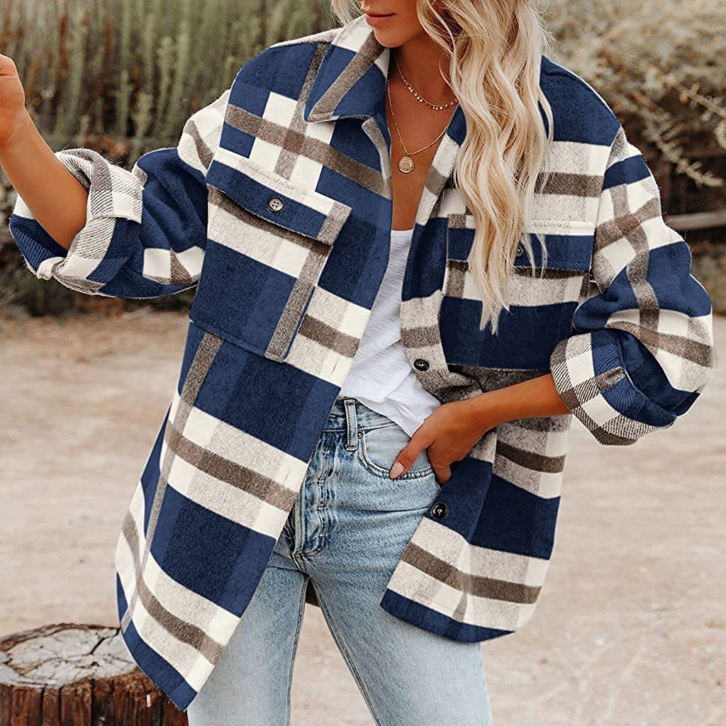 Jacke Damen grau kariert mit praktischen Taschen - 3 - Atelier-Zofia