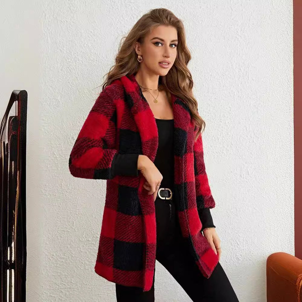 Jacket Damen rot mit Kapuze und lässigem Schnitt - 1 - Atelier-Zofia