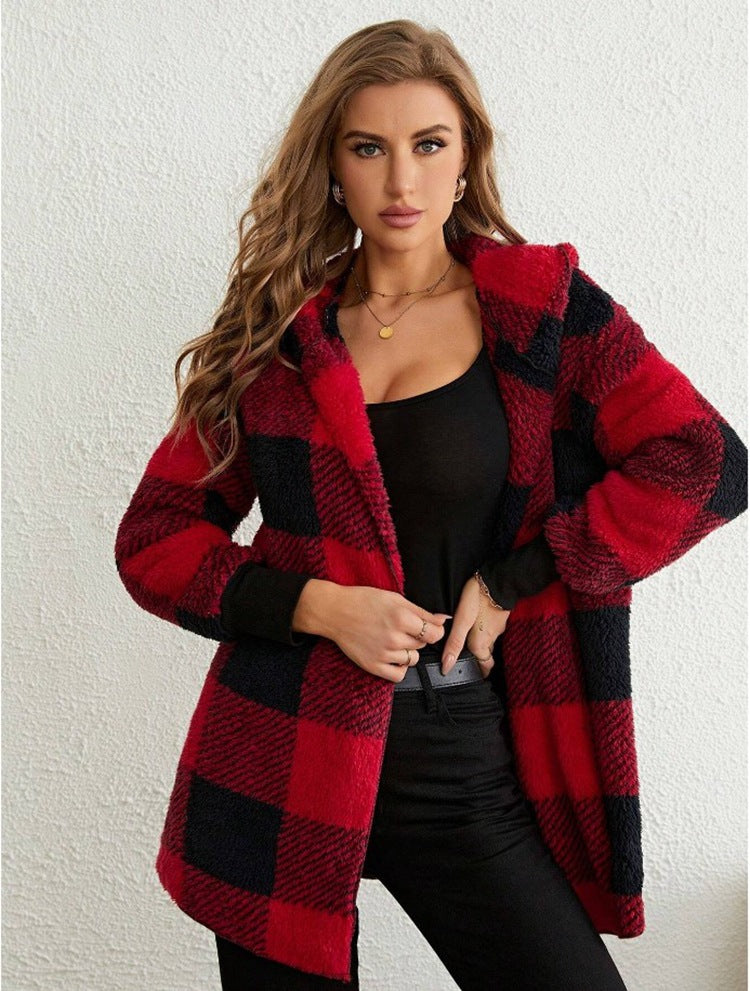 Jacket Damen rot mit Kapuze und lässigem Schnitt - 5 - Atelier-Zofia