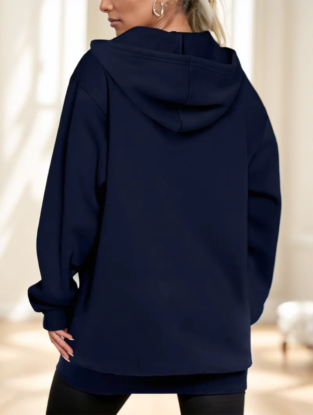 Jacke Damen grau mit Kapuze und Reißverschluss - 5 - Atelier-Zofia