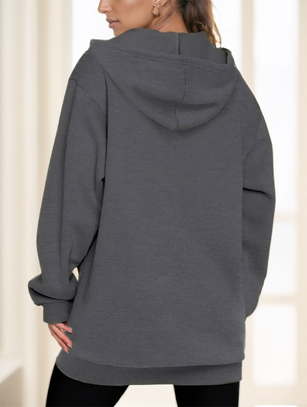 Jacke Damen grau mit Kapuze und Reißverschluss - 6 - Atelier-Zofia