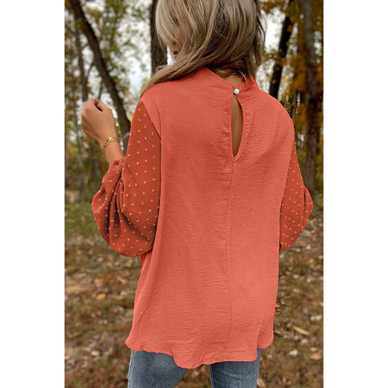 Bluse Damen rosa weit geschnitten mit Puffärmeln - 1 - Atelier-Zofia