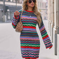 Kleid Damen bunt figurbetont mit langen Ärmeln - 1 - Atelier-Zofia