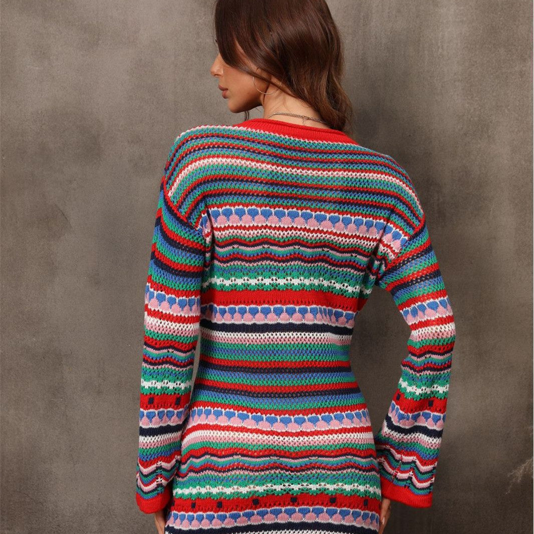 Kleid Damen bunt figurbetont mit langen Ärmeln - 2 - Atelier-Zofia