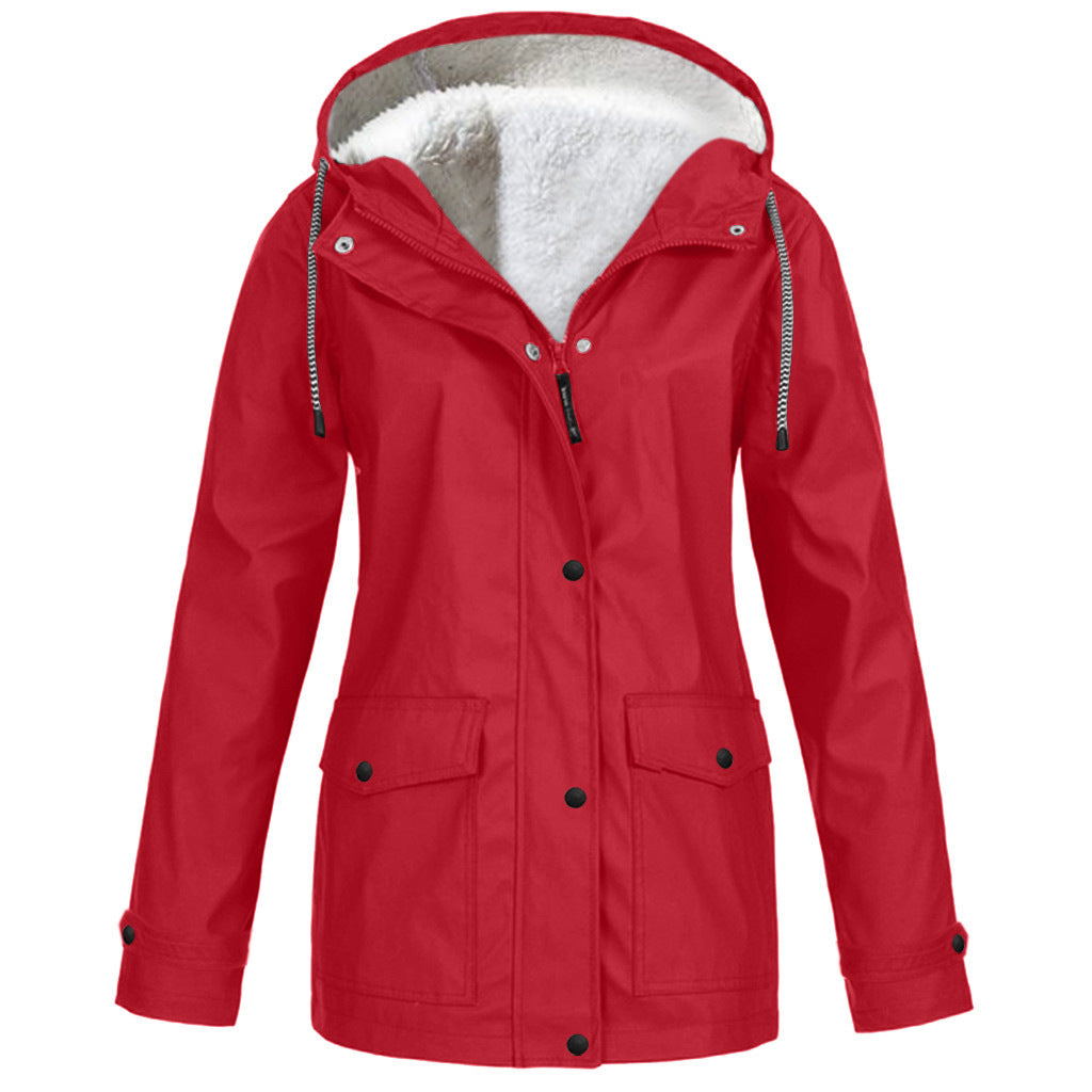 Damenjacke rot tailliert mit Kapuze und weichem Innenfutter - 1 - Atelier-Zofia