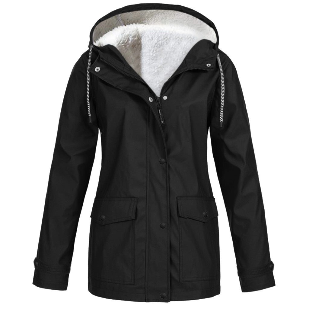 Damenjacke rot tailliert mit Kapuze und weichem Innenfutter - 2 - Atelier-Zofia