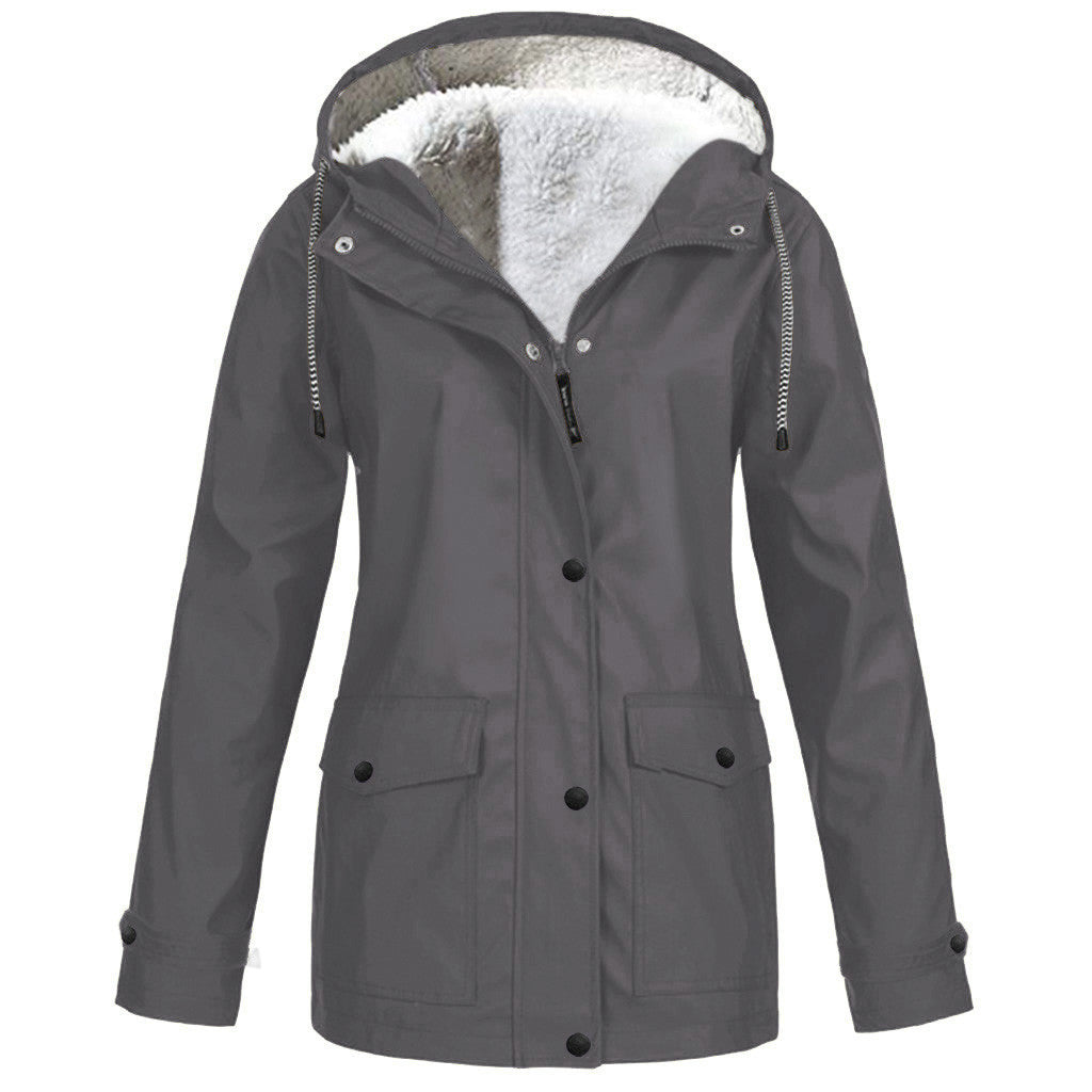 Damenjacke rot tailliert mit Kapuze und weichem Innenfutter - 3 - Atelier-Zofia