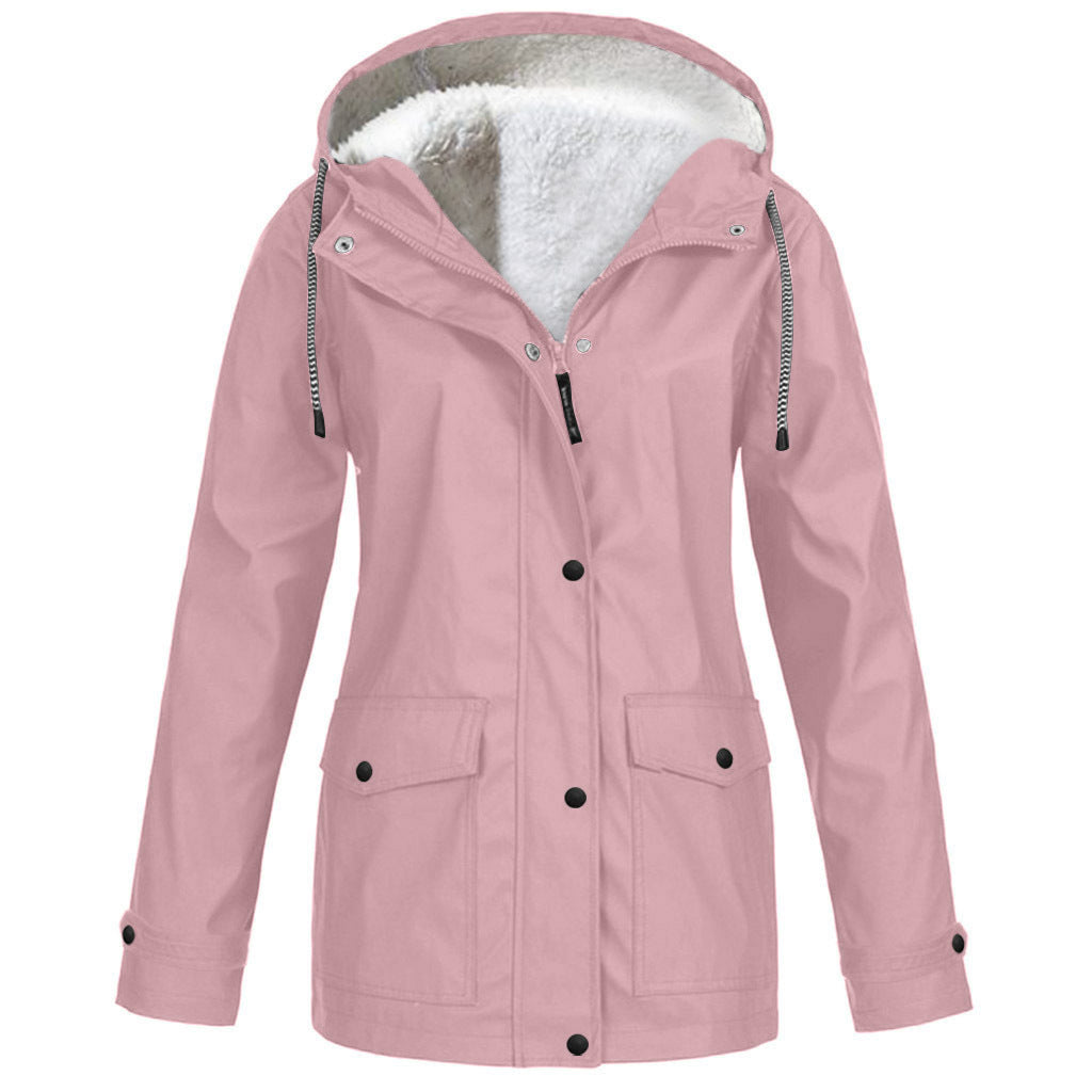 Damenjacke rot tailliert mit Kapuze und weichem Innenfutter - 4 - Atelier-Zofia